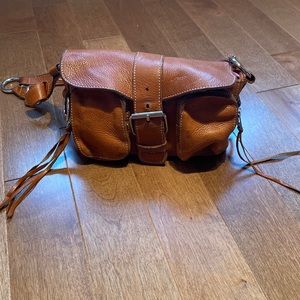 Roots real leather shoulder purse